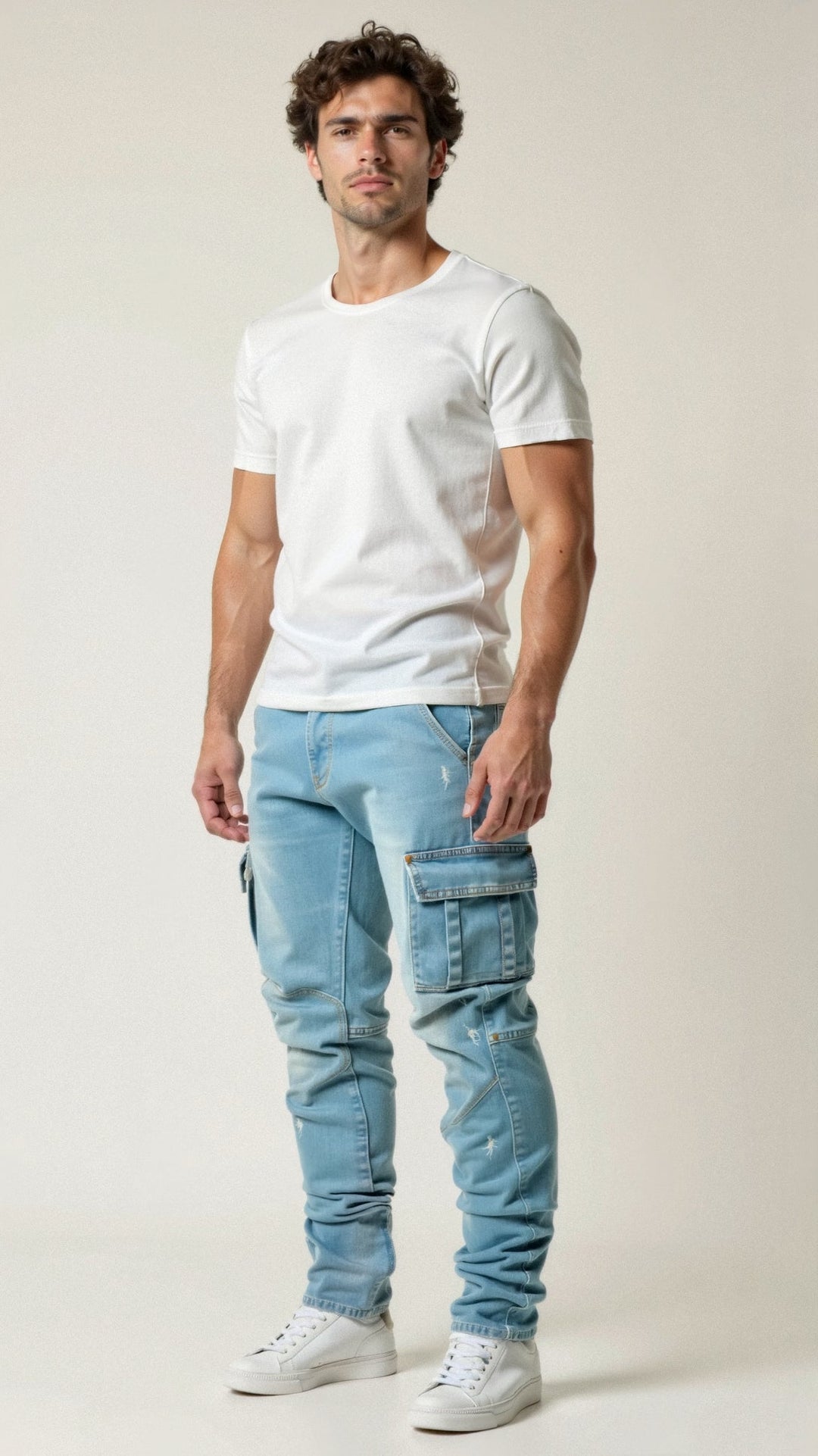 Cezar Cargo Jeans featuring stretch fabric and a classic design, perfect for casual and outdoor wear. - 6