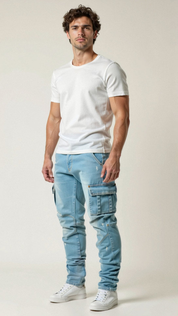 Cezar Cargo Jeans featuring stretch fabric and a classic design, perfect for casual and outdoor wear. - 6
