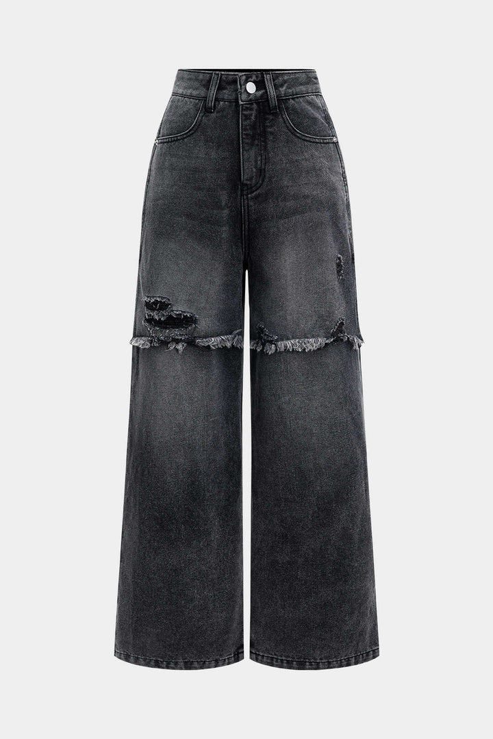 Nina Denim Patchwork Jeans made from a comfortable cotton blend, featuring a stylish patchwork design for a trendy look. - 1