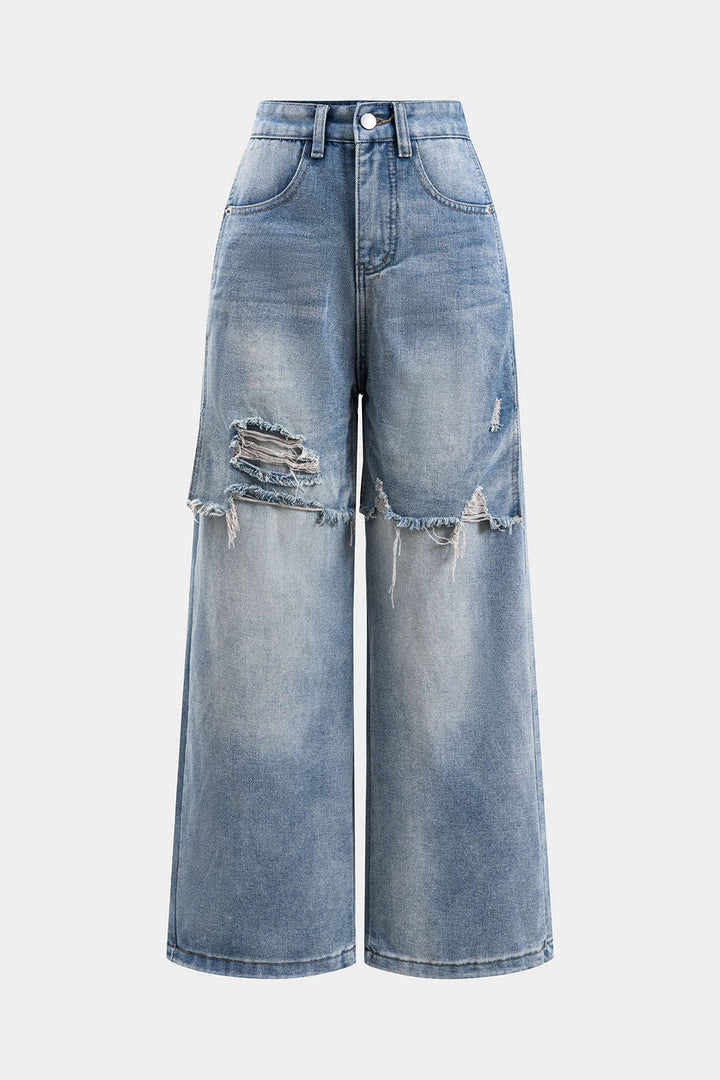 Nina Denim Patchwork Jeans made from a comfortable cotton blend, featuring a stylish patchwork design for a trendy look. - 2