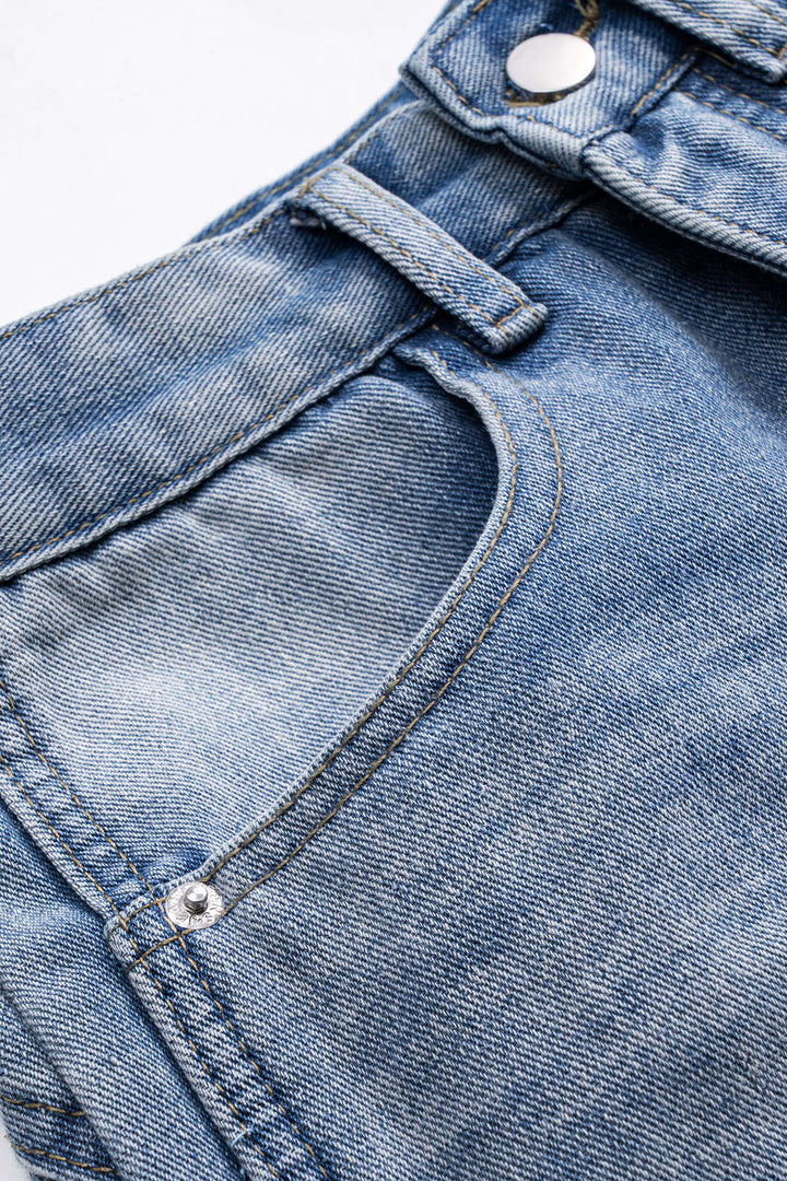 Nina Denim Patchwork Jeans made from a comfortable cotton blend, featuring a stylish patchwork design for a trendy look. - 4