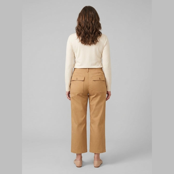 Rylan camel twill trousers, back with patch pockets
