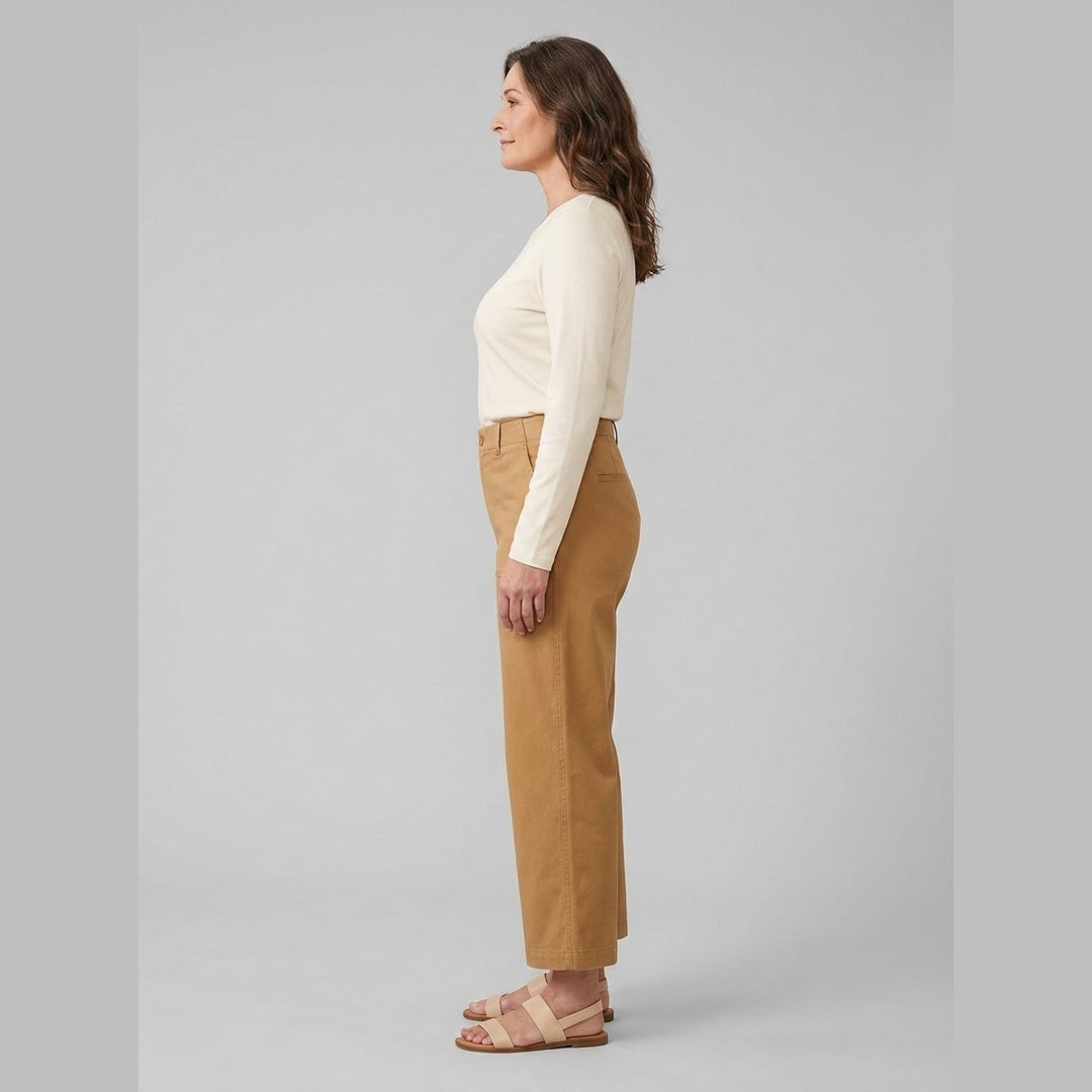 Rylan camel twill trousers, side view