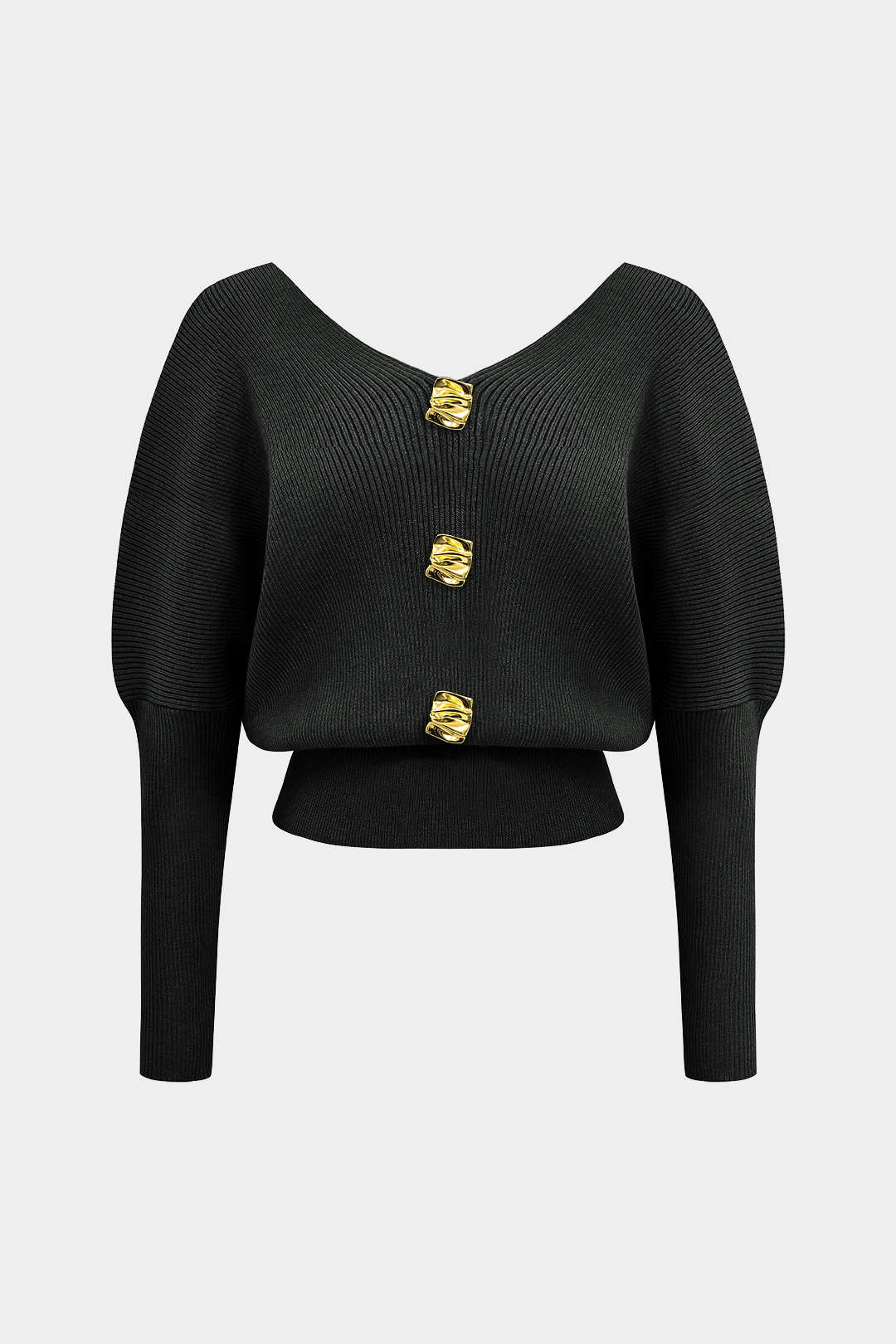 Solid Button | V-Neck Sweater