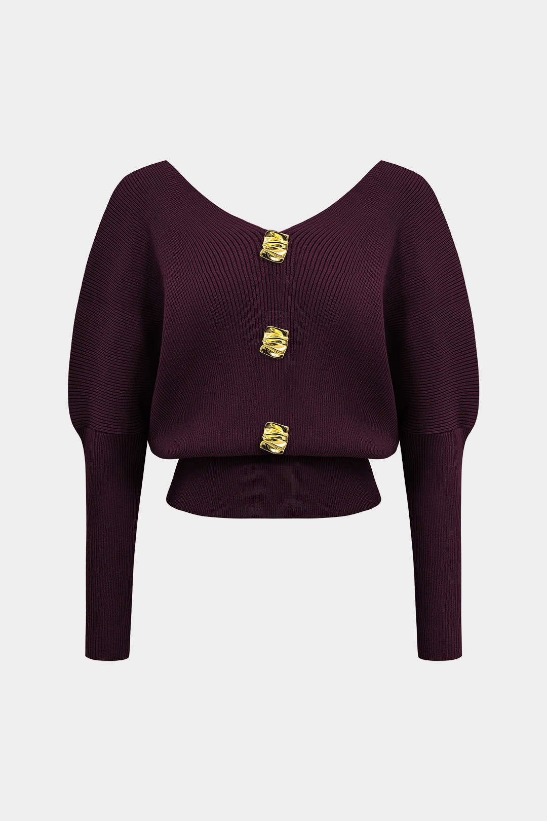 Solid Button | V-Neck Sweater