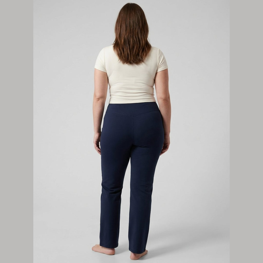 Sora navy yoga pants back view crossover waistband