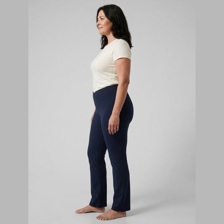 Sora navy yoga pants side profile