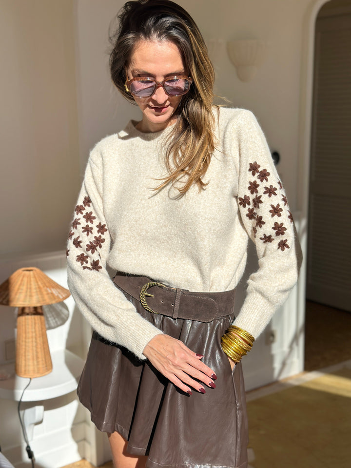 Teya Knit Sweater featuring a soft, feminine design in a cozy fabric, perfect for layering and stylish outfits. - 5