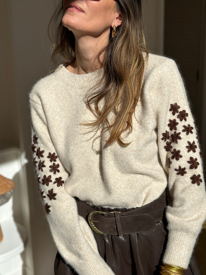 Teya Knit Sweater featuring a soft, feminine design in a cozy fabric, perfect for layering and stylish outfits. - 1