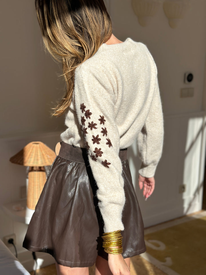 Teya Knit Sweater featuring a soft, feminine design in a cozy fabric, perfect for layering and stylish outfits. - 3