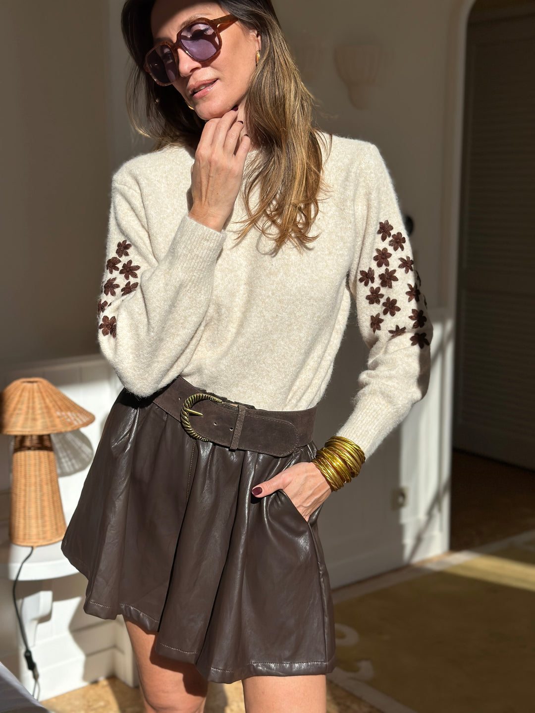 Teya Knit Sweater featuring a soft, feminine design in a cozy fabric, perfect for layering and stylish outfits. - 6
