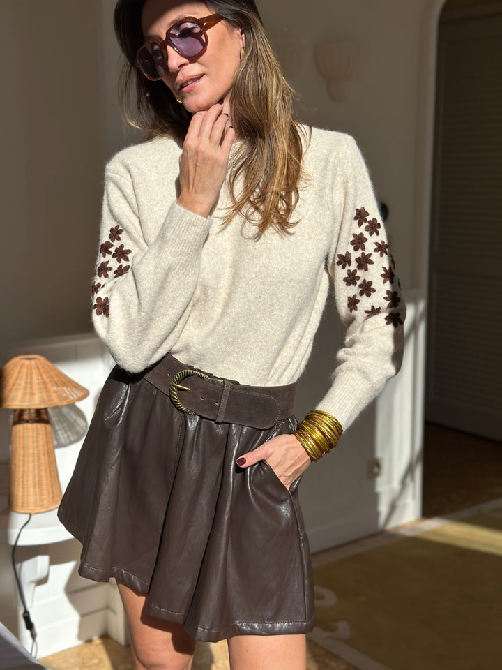 Teya Knit Sweater featuring a soft, feminine design in a cozy fabric, perfect for layering and stylish outfits. - 6