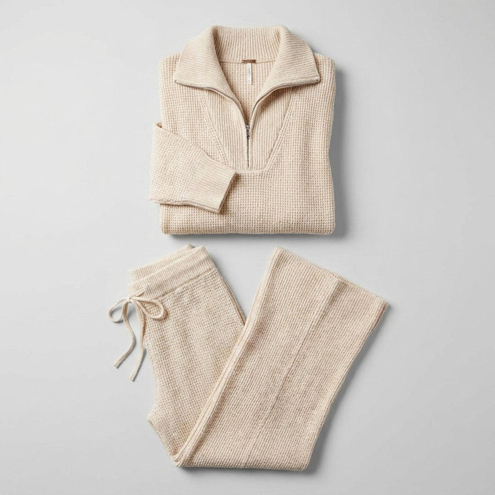 Aeria comfy knit two-piece lounge set product flat lay