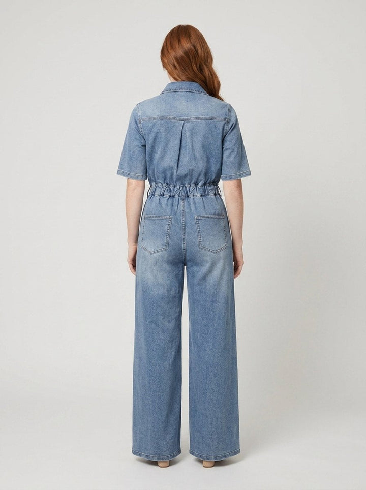 Aero denim wide-leg jumpsuit back view