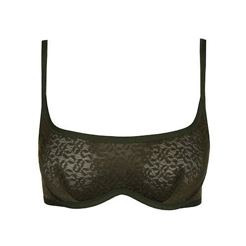 Aero forest green lace bralette, front product