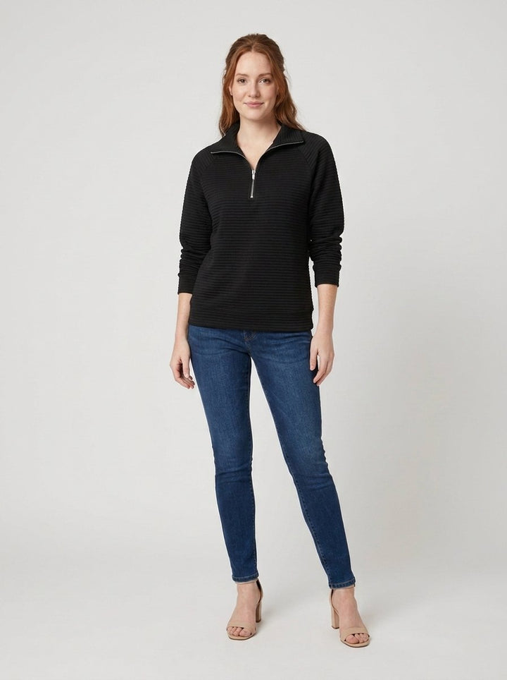 Alana Half-Zip Pullover - Black