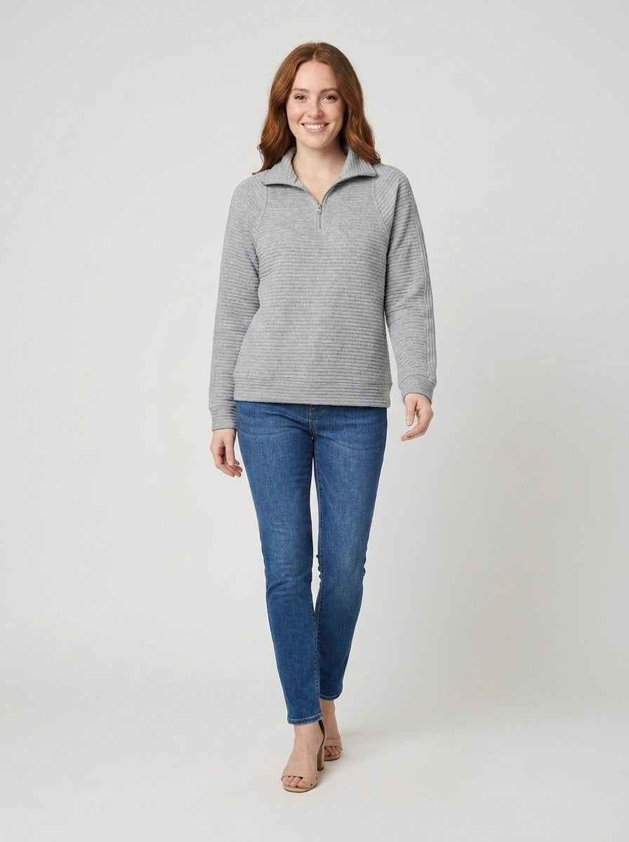 Alana Half-Zip Pullover - Gray