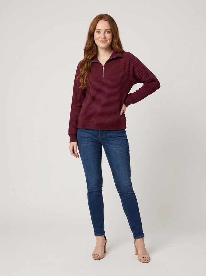 Alana Half-Zip Pullover - Red
