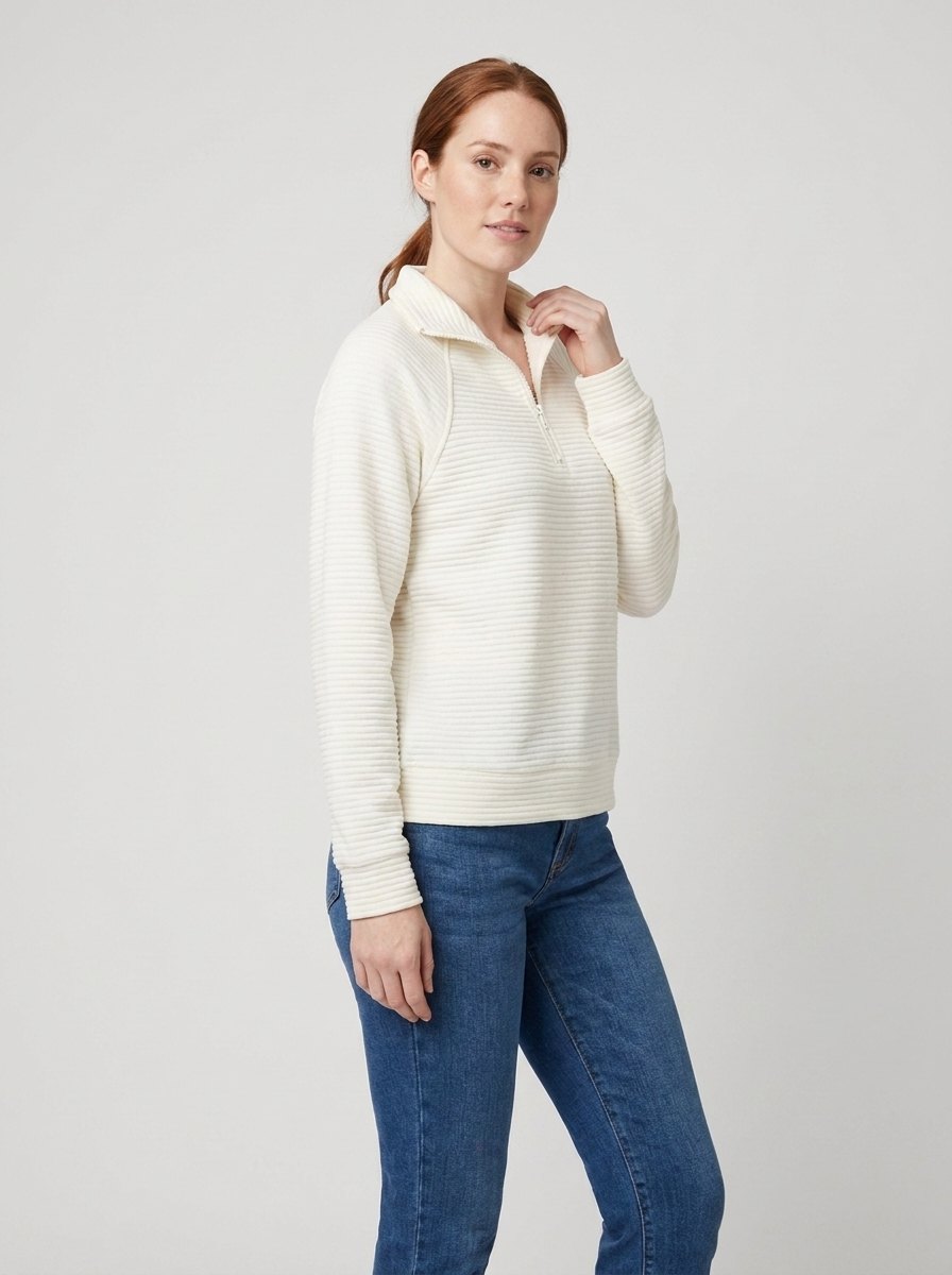Alana Half-Zip Pullover - White