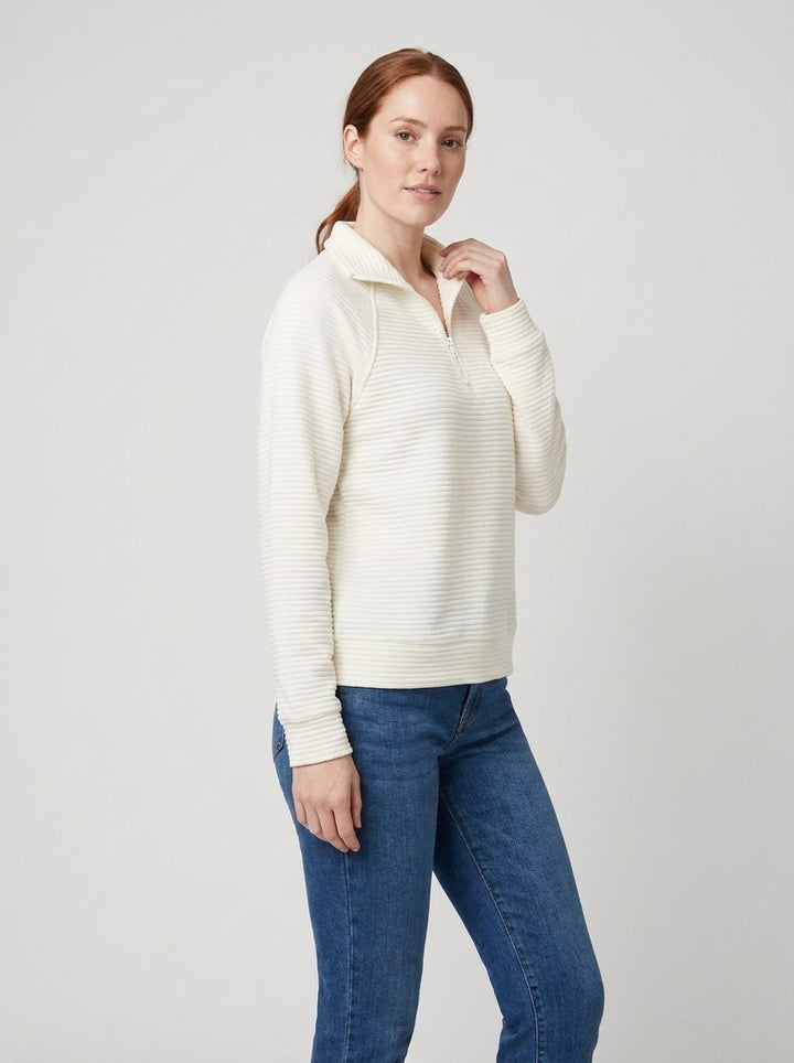 Alana Half-Zip Pullover - White