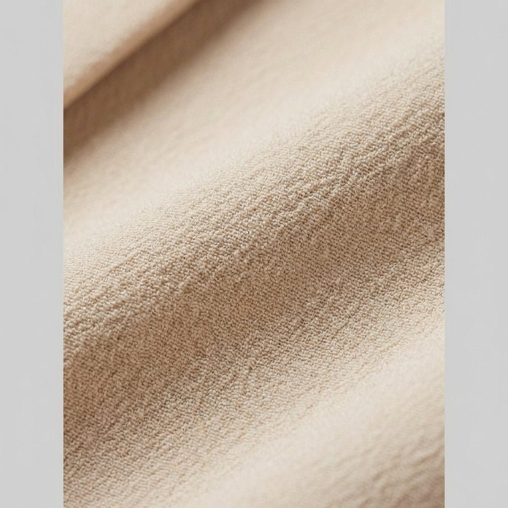 Albertine crepe blend fabric and black button detail