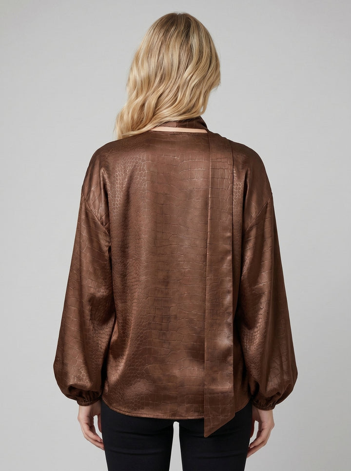 Alexia brown satin blouse back view