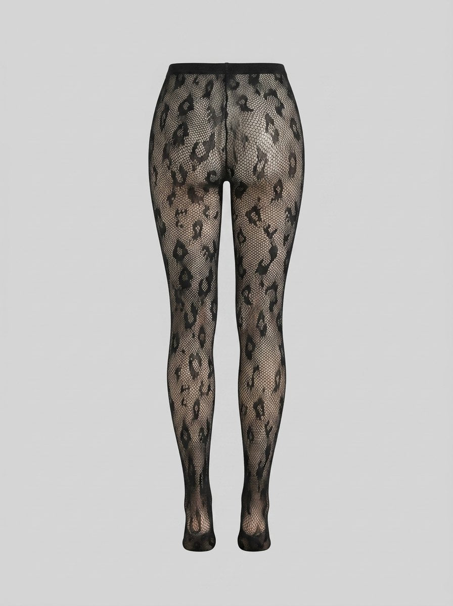 Alina sheer floral lace tights black back