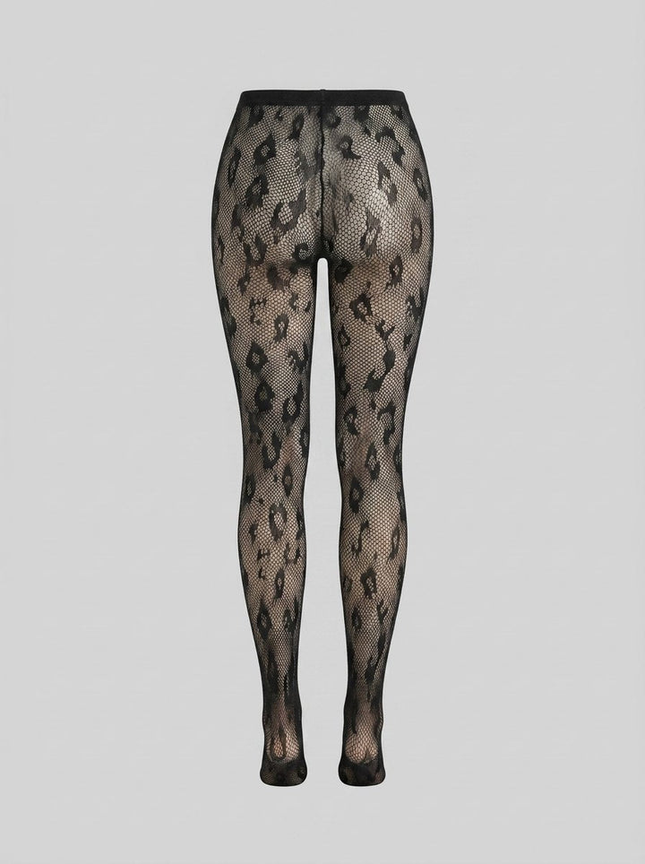 Alina sheer floral lace tights black back