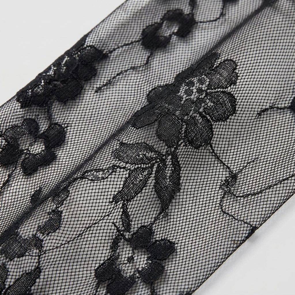 Alina sheer floral lace fabric close-up