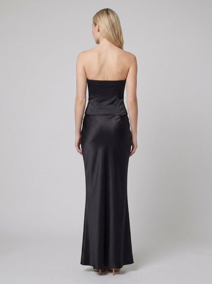 Alva bias-cut satin maxi skirt back view