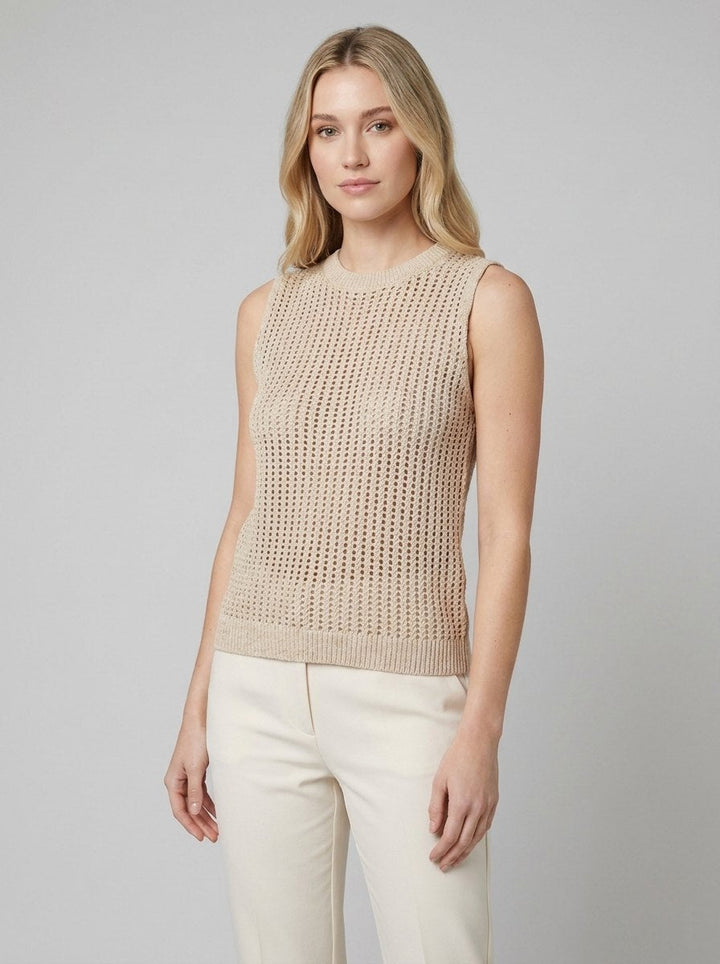 Amalfi Hollow Knit Tank beige