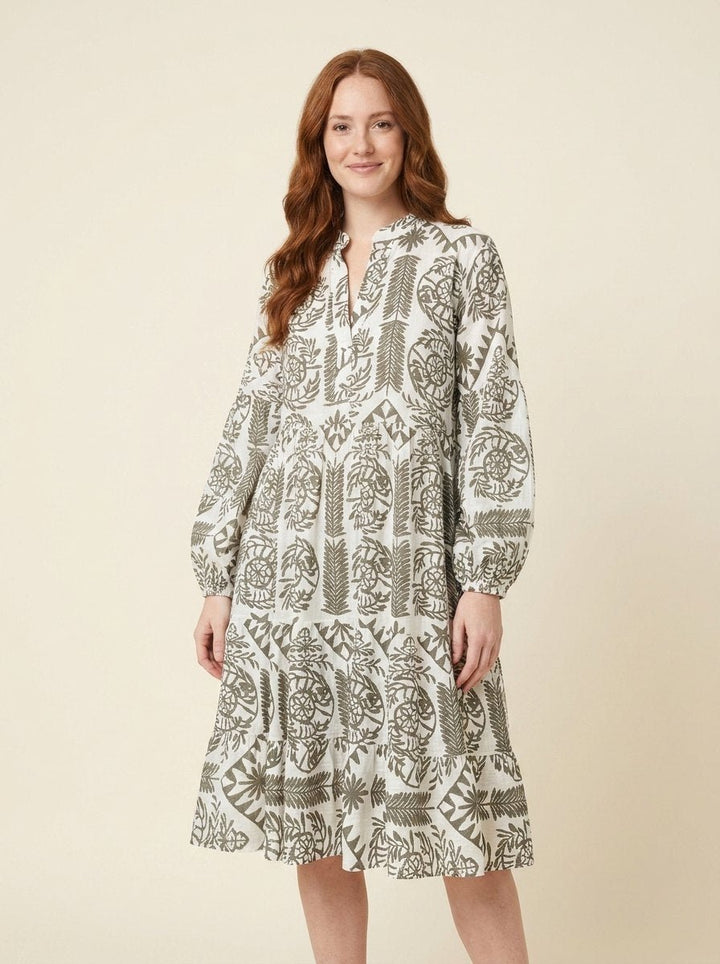 Amaya Relaxed Tribal Dress gray front