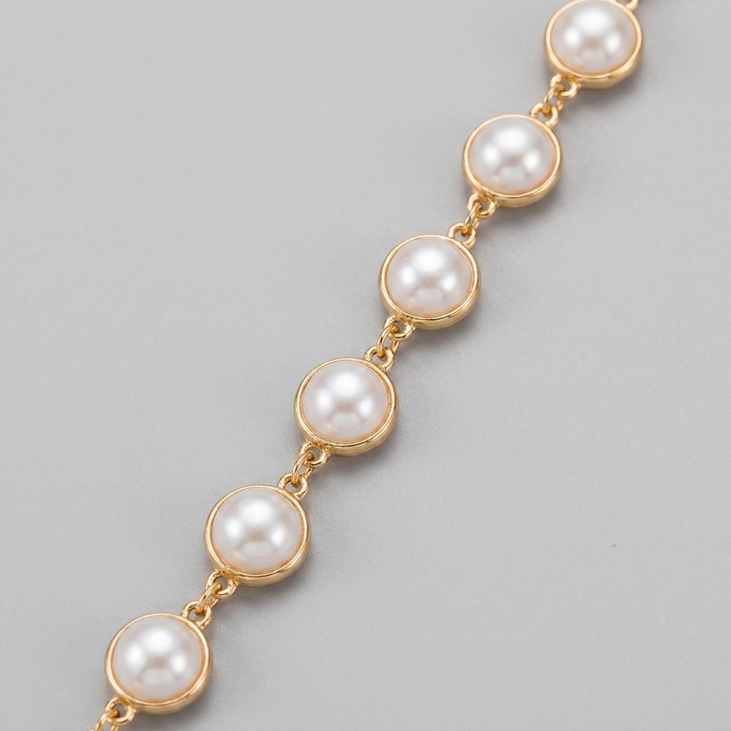 Amber body chain pearl detail