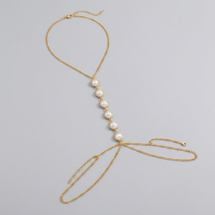 Amber gold pearl body chain