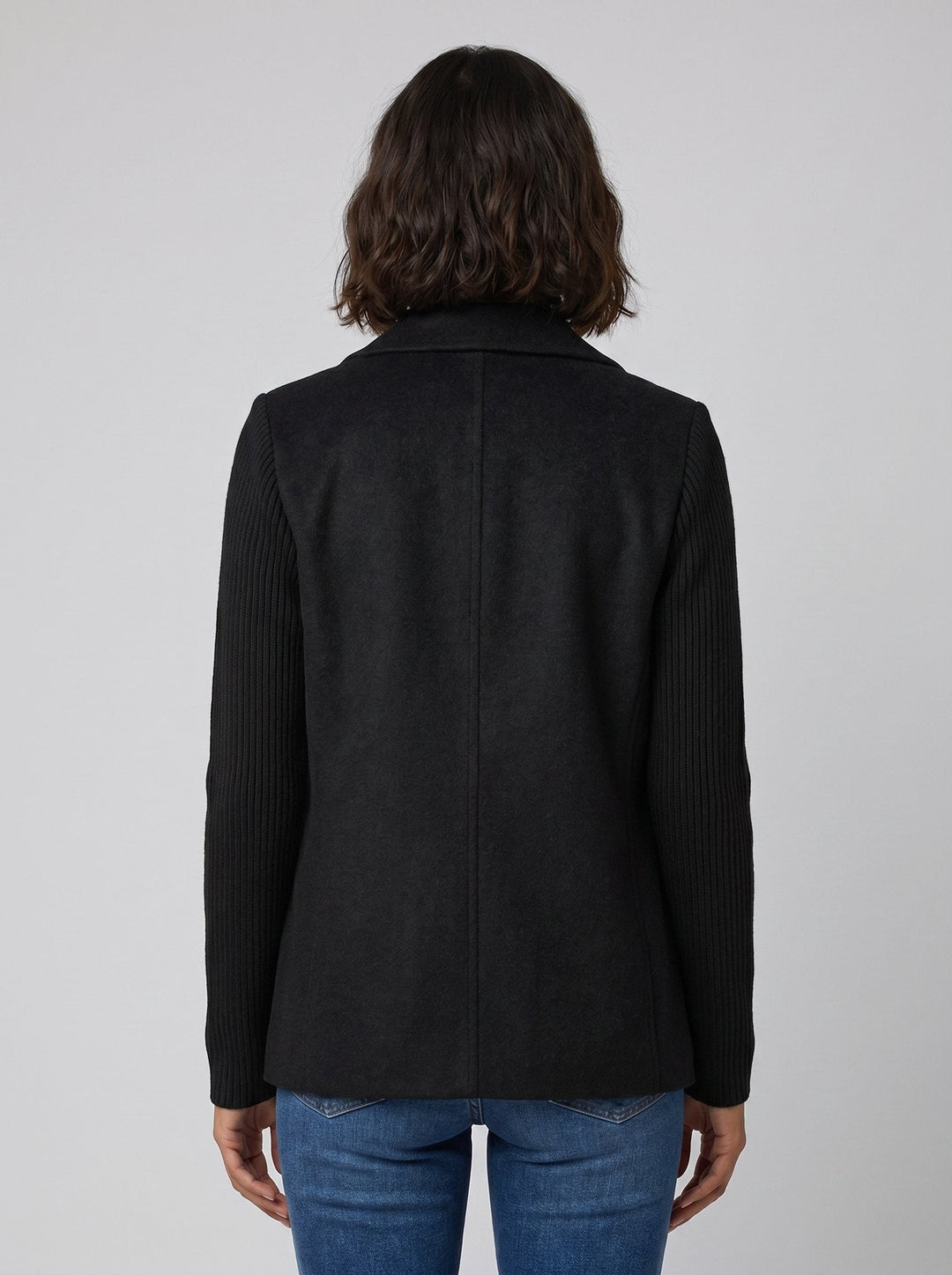 Amora knit-sleeve blazer back view