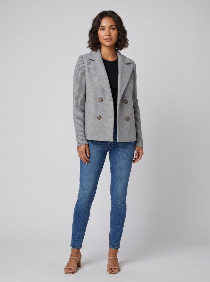 Amora knit-sleeve blazer gray