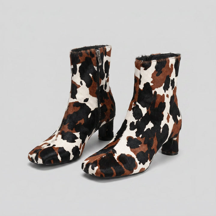 Anke cow-print calf-hair ankle boots