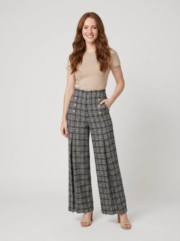 Anne plaid pants grey front