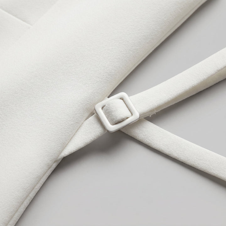 Annelise dress fabric and belt buckle close-up
