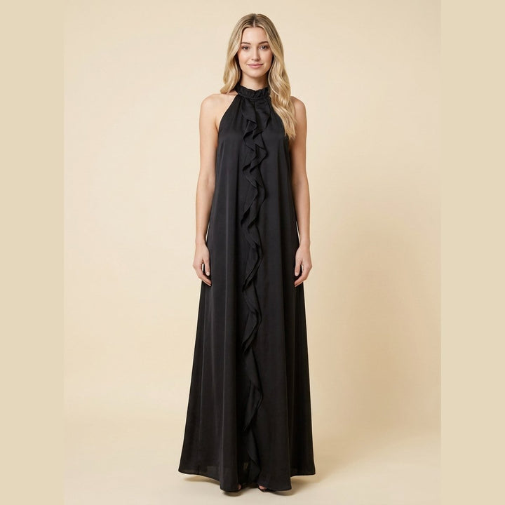 Anouk silk-effect halter maxi dress black