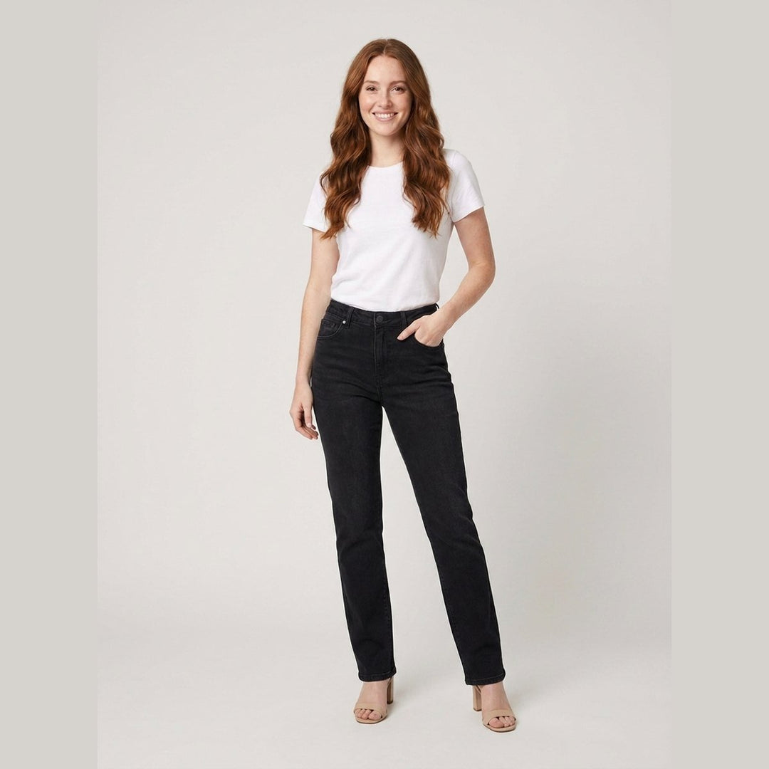 Apollo straight-leg denim sleek black on model