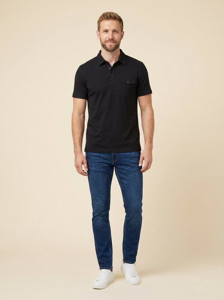 Arden black polo front