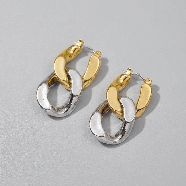 Aria chain link earrings gold silver two-tone