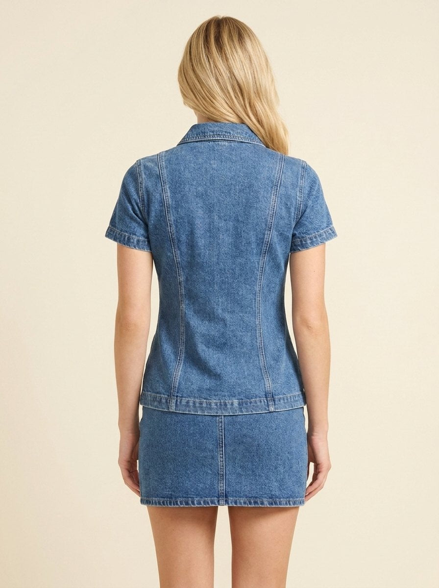 Aria iconic denim set back view