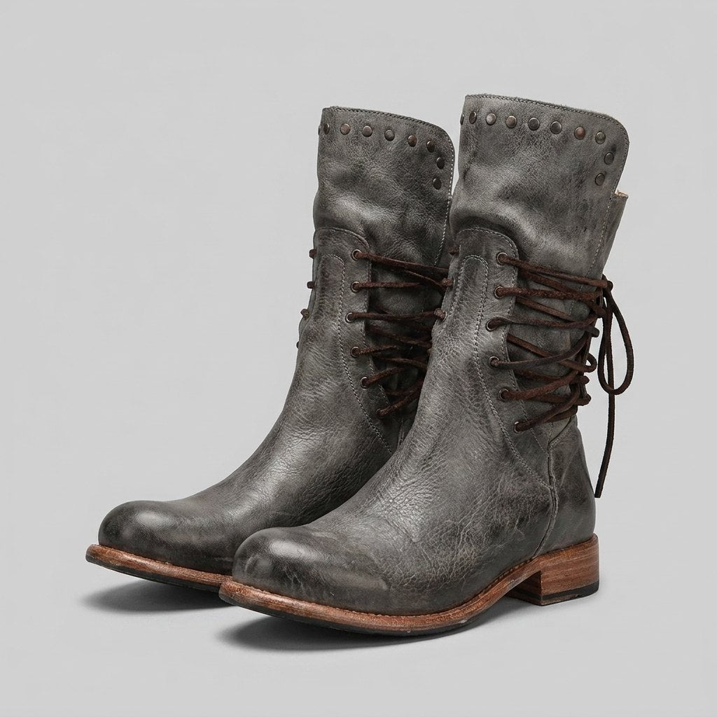 Aruna grey lace-up boots