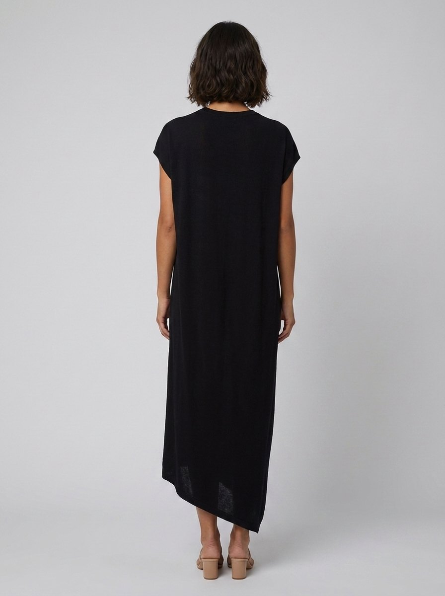 Asera black asymmetric draped maxi back