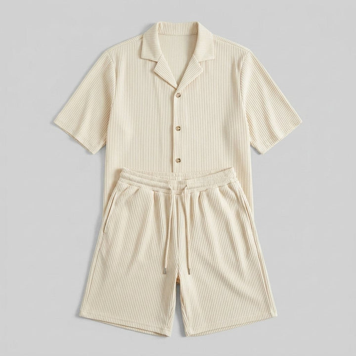 Men's ribbed shirt and shorts set, flat lay