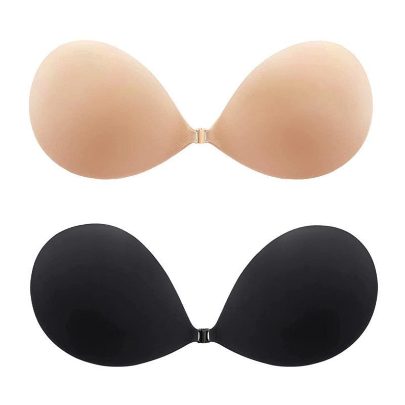 Aura adhesive strapless bra nude and black 2-pack