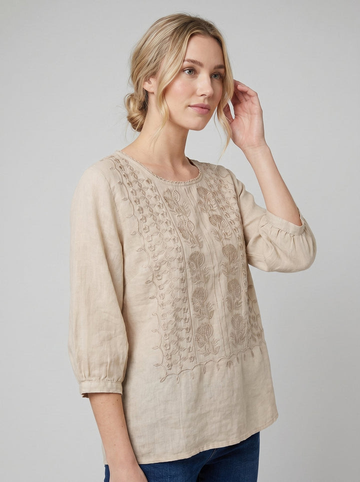 Aurora embroidered blouse beige