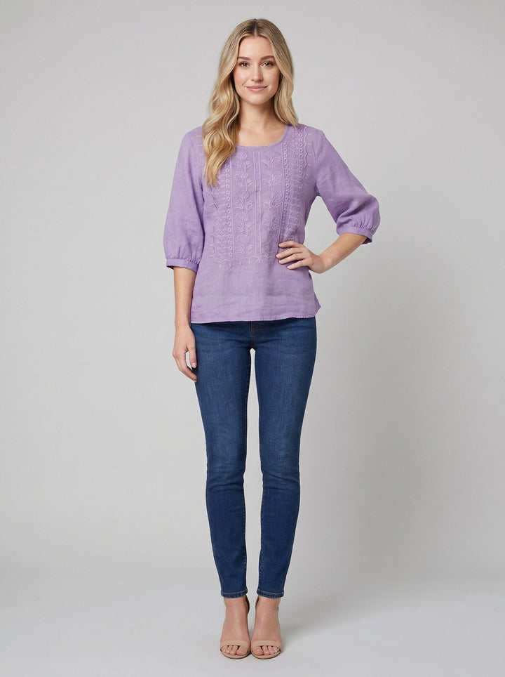 Aurora embroidered blouse lilac purple
